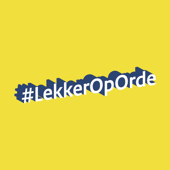 Klein Vierkant Logo Geel #LekkerOpOrde